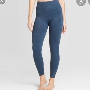 Joy lab high waisted rib-knit 7/8 leggings blue